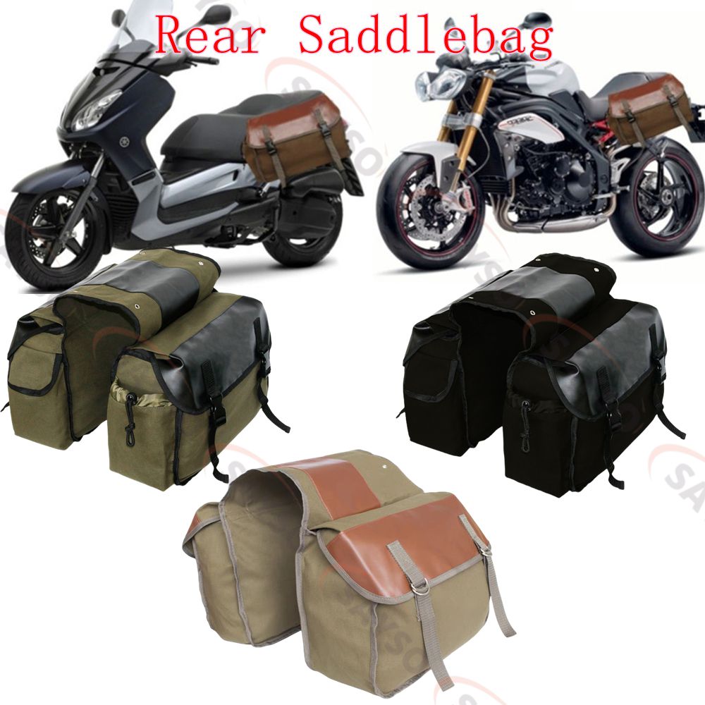 Motorcycle Gear Backpack - Canvas Lederen Achter Zadeltas Motorfiets Staart